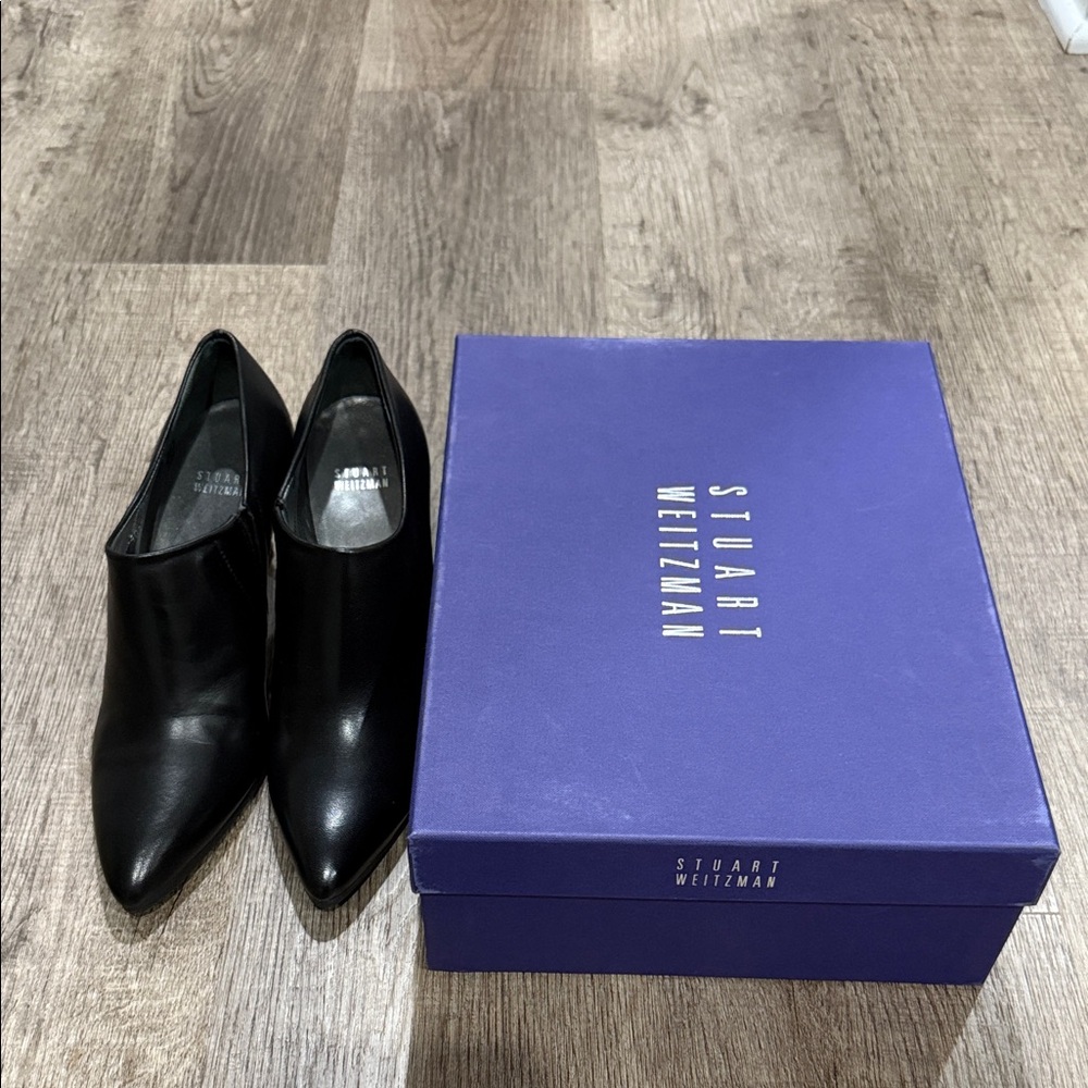 Stuart Weitzman Black Leather Heeled Ankle Boots